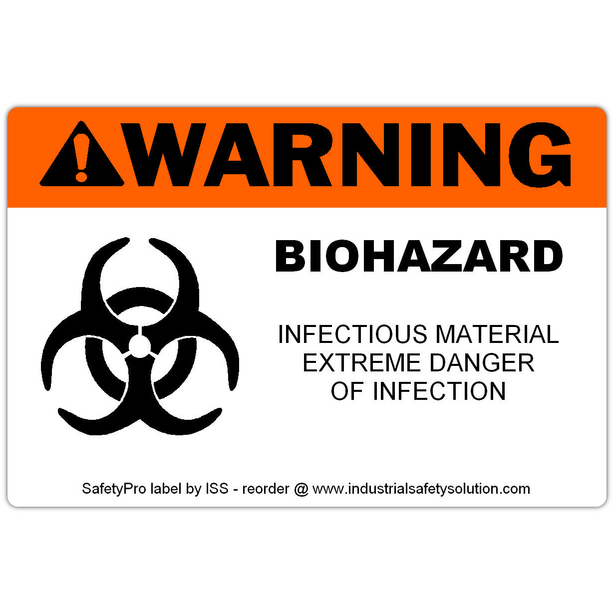 Detail view for 4" x 6" WARNING Biohazard Safety Label
