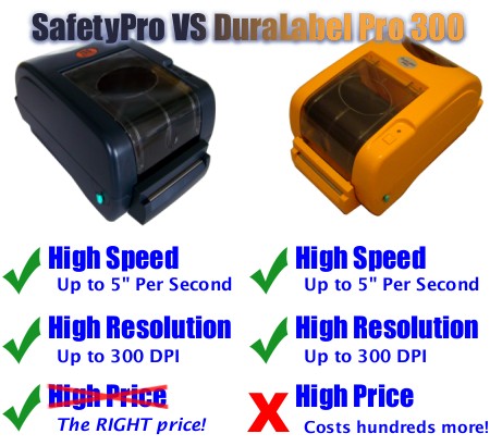 compare the safetypro to the DuraLabel Pro 300