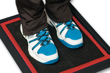 PureTrack Sport Mat and Pad in Red. Disinfecting Shoe Mat System.