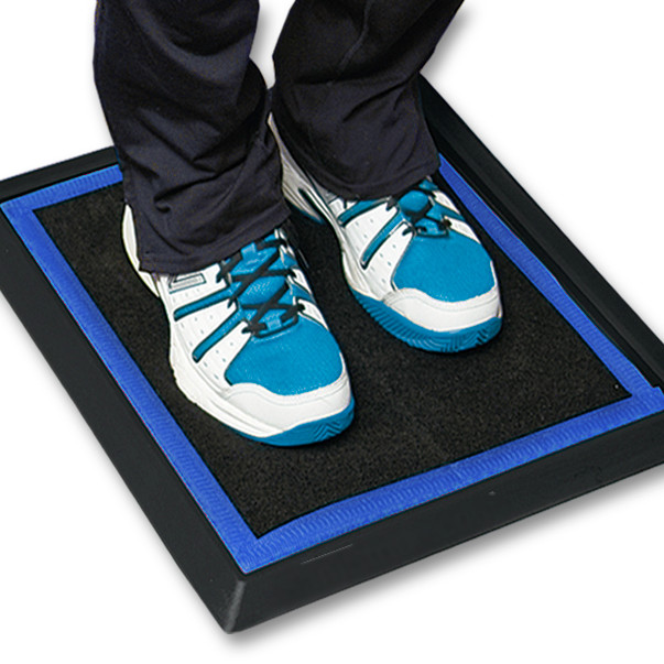 Detail view for PureTrack Sport Mat and Pad " Blue. Disinfecting Shoe Mat System.