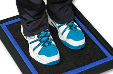 PureTrack Sport Mat and Pad in Blue. Disinfecting Shoe Mat System.