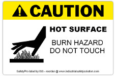 4in x 6in CAUTION Hot Surface Safety Label