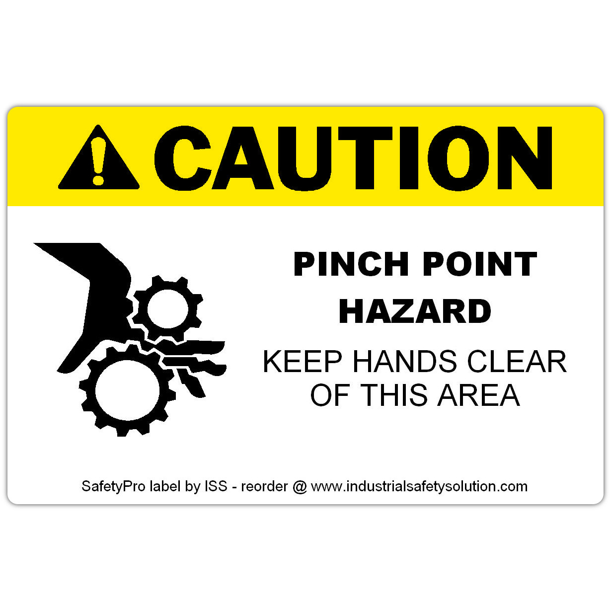 Detail view for 4" x 6" CAUTION Pinch Point Safety Label