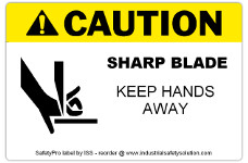 4in x 6in CAUTION Sharp Blade Safety Label