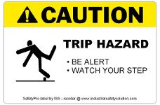 4in x 6in CAUTION Trip Hazard Safety Label