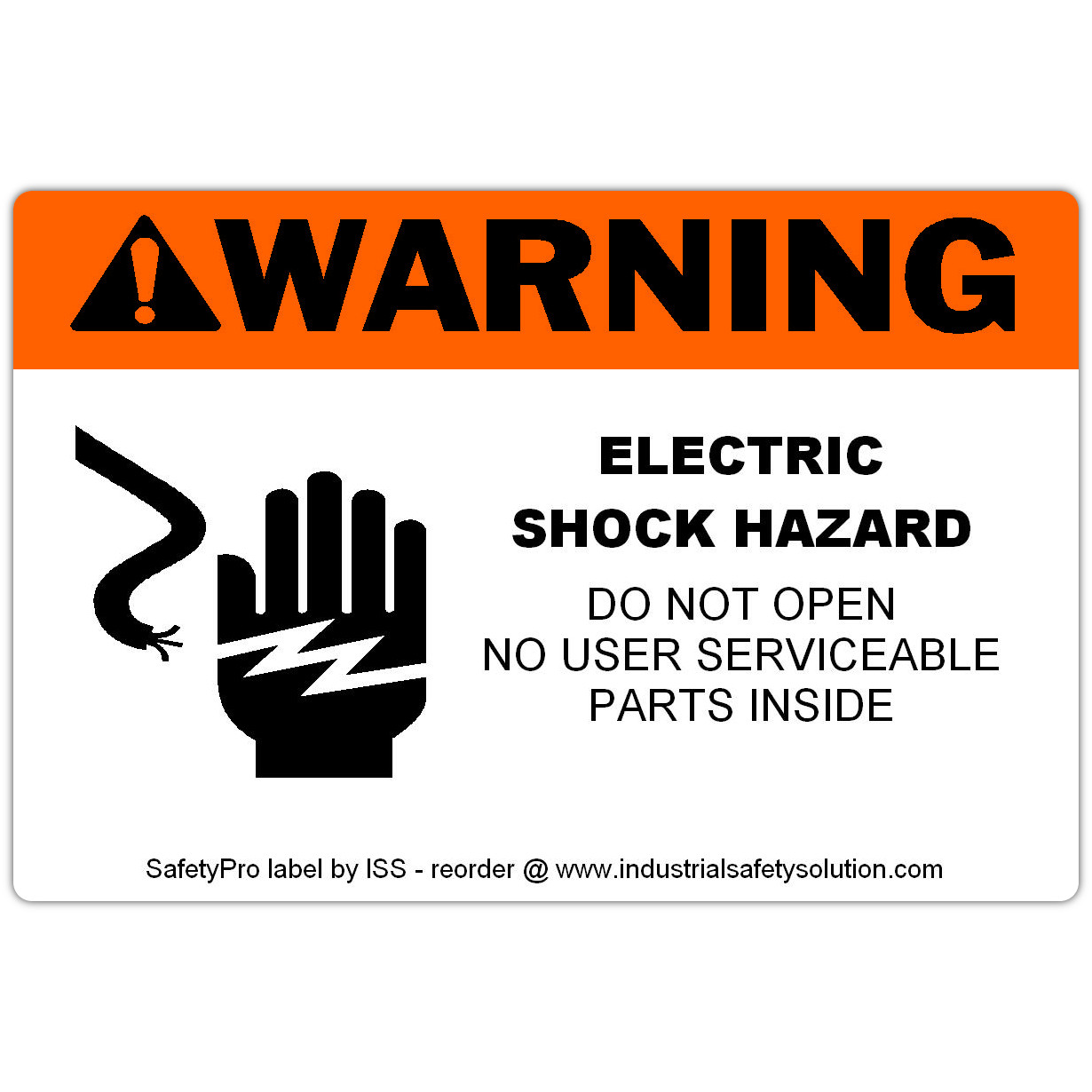 Detail view for 4" x 6" WARNING Electric Shock Hazard Label