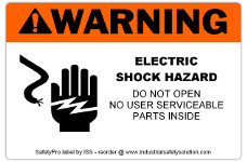 4in x 6in WARNING Electric Shock Hazard Label