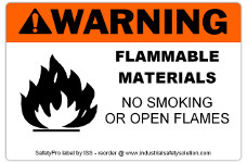4in x 6in WARNING Flammable Materials Safety Label