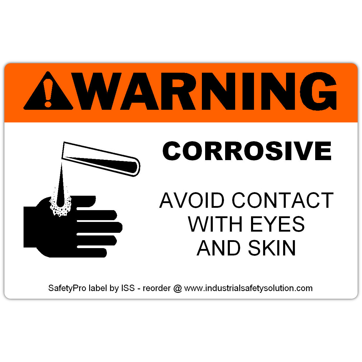 Detail view for 4" x 6" WARNING Corrosive Safety Label