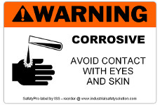 4in x 6in WARNING Corrosive Safety Label