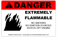 4in x 6in DANGER Extremely Flammable Safety Label