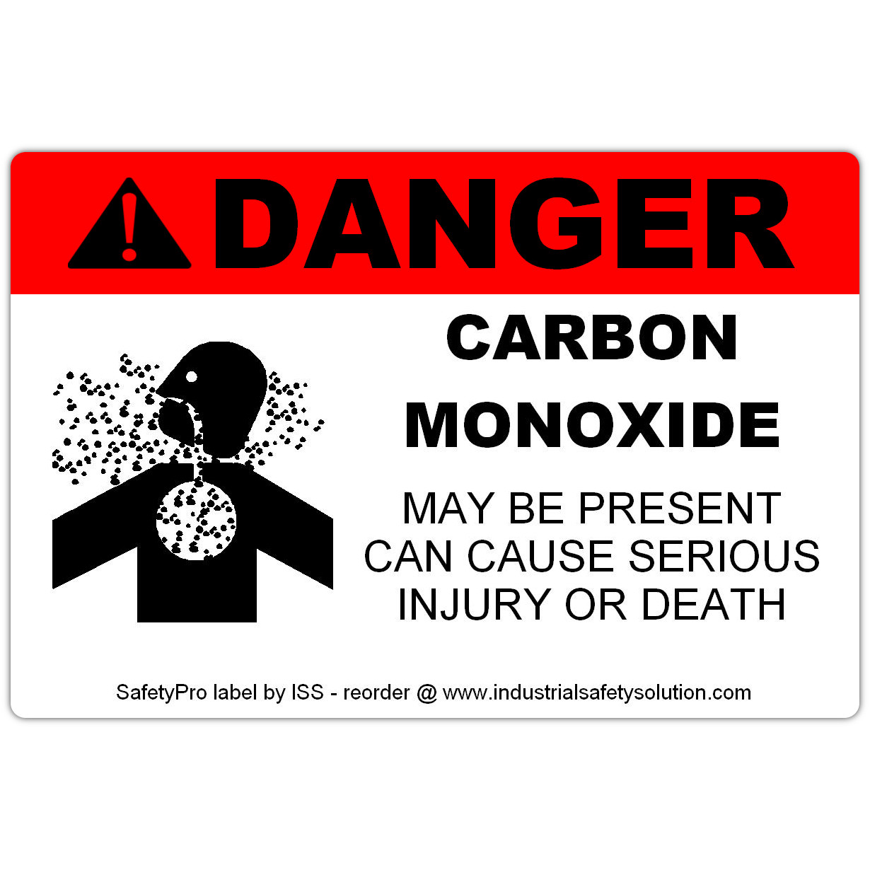 Detail view for 4" x 6" DANGER Carbon Monoxide Safety Label