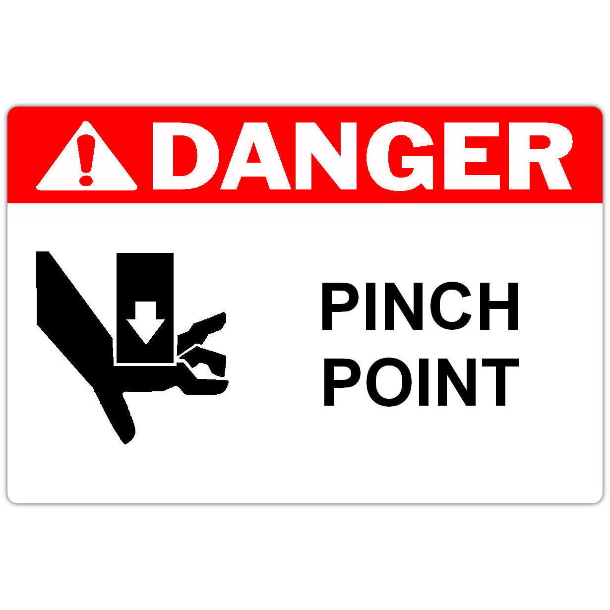 Detail view for 4" x 6" DANGER Pinch Point Safety Label