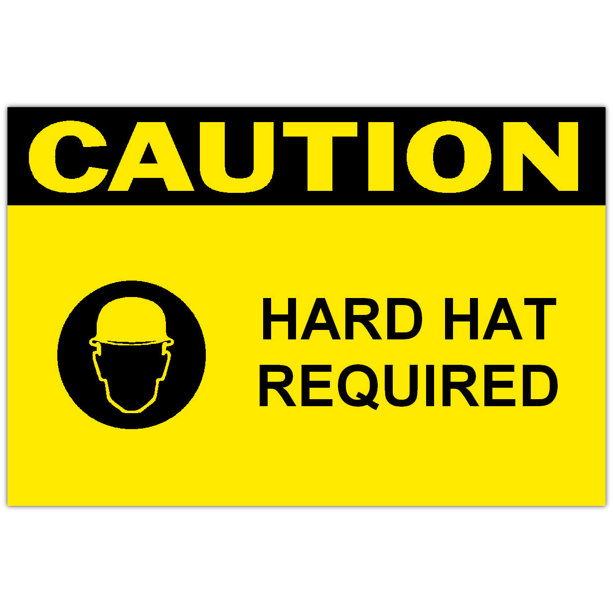 Detail view for 4" x 6" CAUTION Hard Hat Required Safety Label