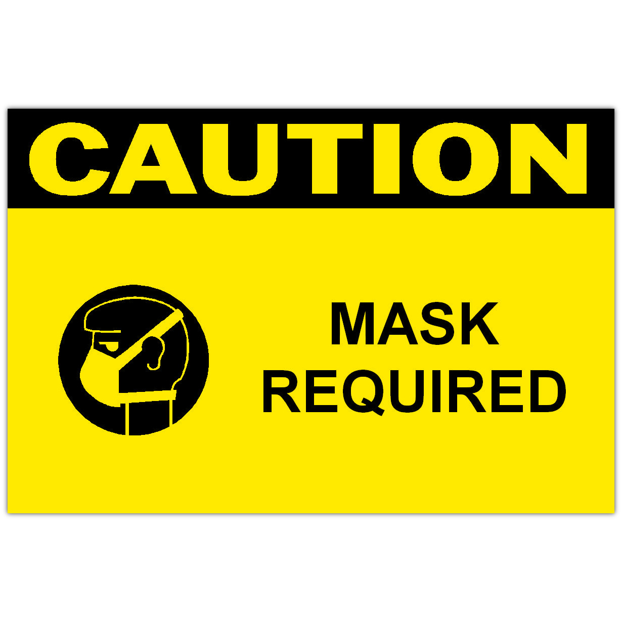 Detail view for 4" x 6" CAUTION Mask Required Safety Label