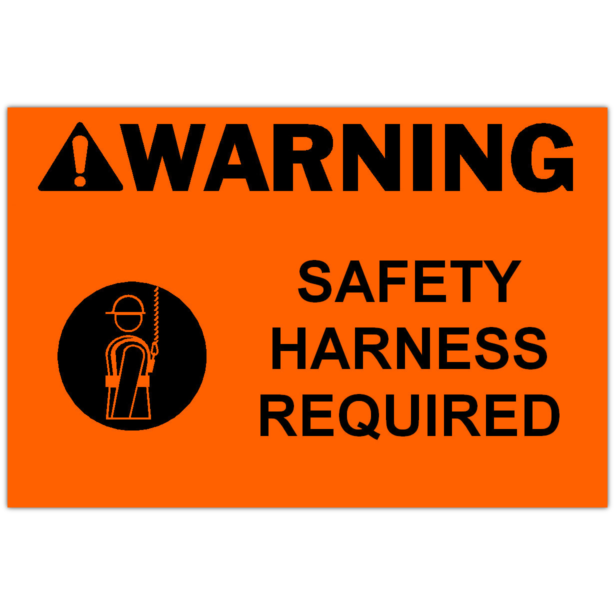 Detail view for 4" x 6" WARNING Safety Harness Required Label