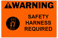 4in x 6in WARNING Safety Harness Required Label