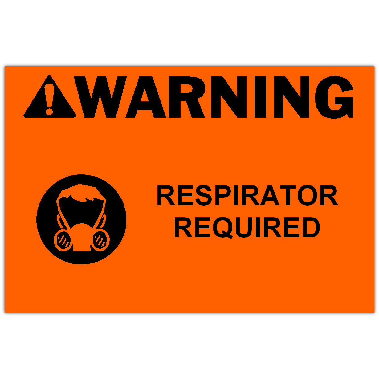 Detail view for 4" x 6" WARNING Respirator Required Safety Label